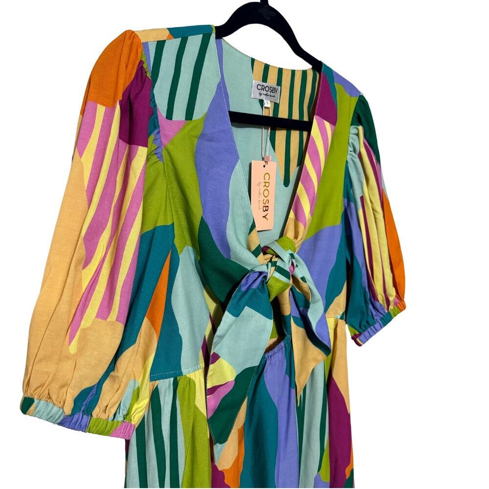 CROSBY by MOLLIE BURCH Emilie Dress Fields Tie Front Cutout Colorful Dress NWT S - Picture 5 of 12